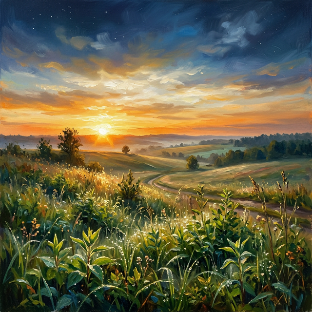 New Every Morning — golden sunrise with morning dew