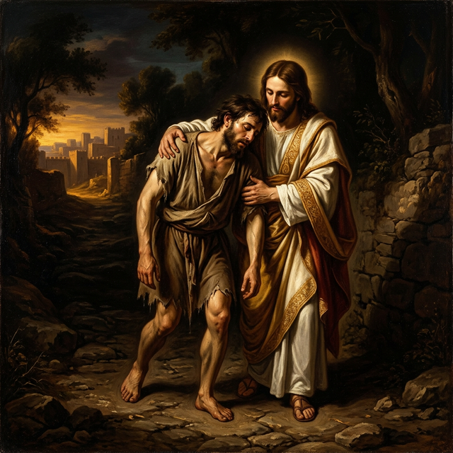 Runner approaching the finish line where Jesus stands with open arms