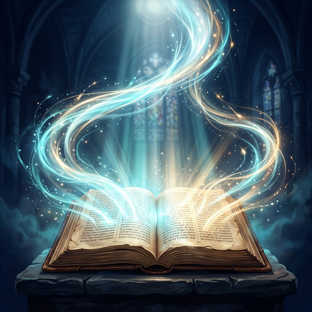 The Spirit's Voice — Scripture radiating streams of divine light