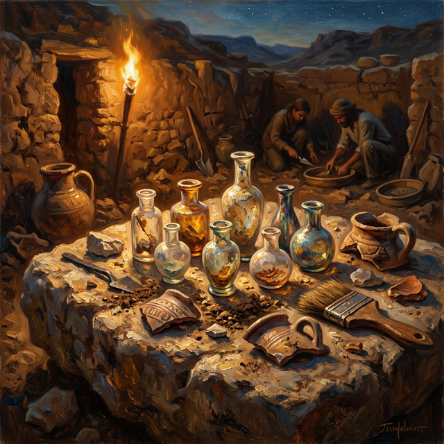 Archaeological excavation of ancient tear bottles from Israel